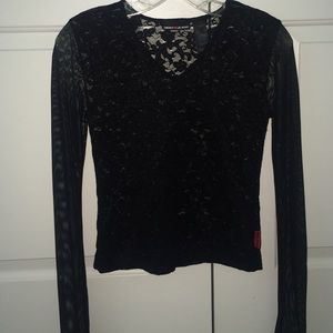 vintage DKNY lace/mesh long sleeve shirt