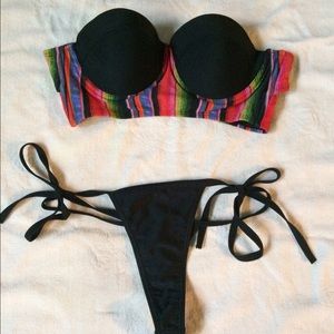 Bathing suit with thong bikini bottom