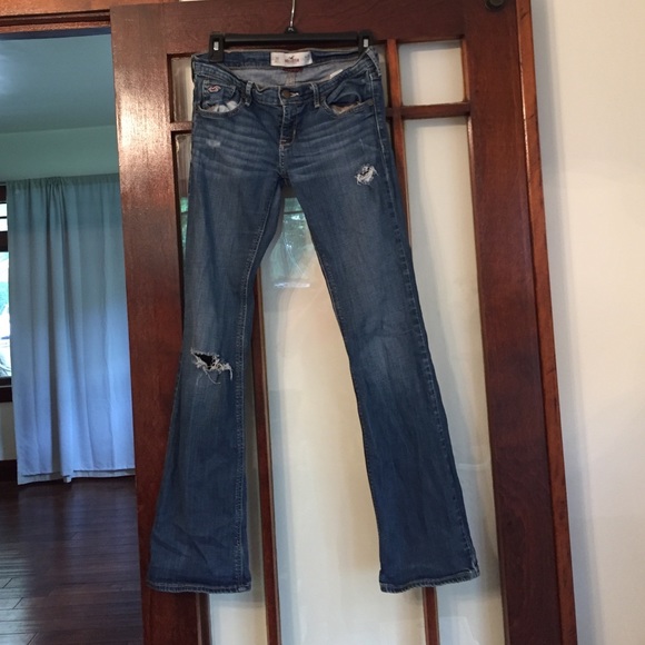 Hollister Low rise distressed boot cut jeans