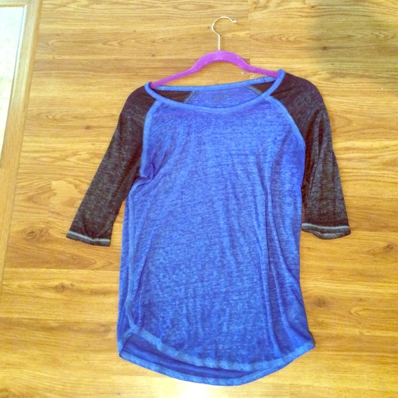 See through, Mid-Sleeve, Blue&Black Top