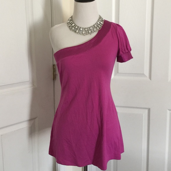 💖ArdenB Dark Pink One Shoulder Top Small