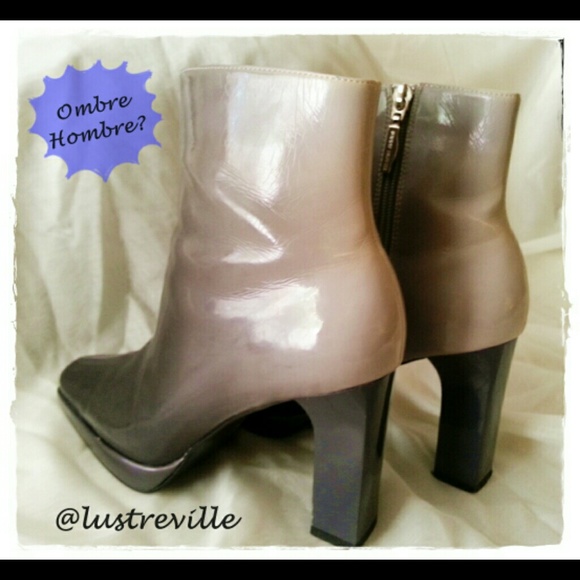Gray Ombre Patent Bootie