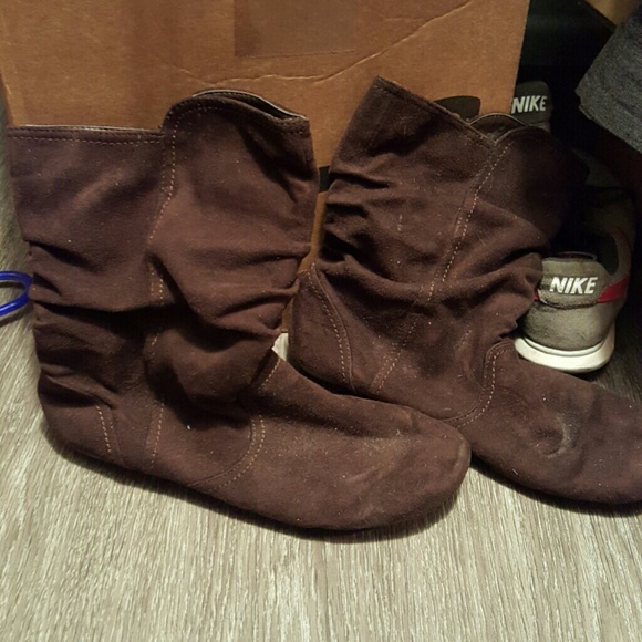 Brown Faux Suede Boots