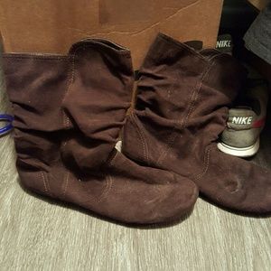 Brown Faux Suede Boots