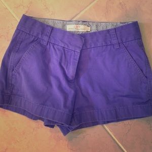 Purple j.crew 3" chino shorts, size 2