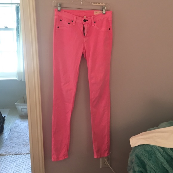 Neon Pink rag and bone legging jeans