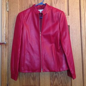 Red leather jacket