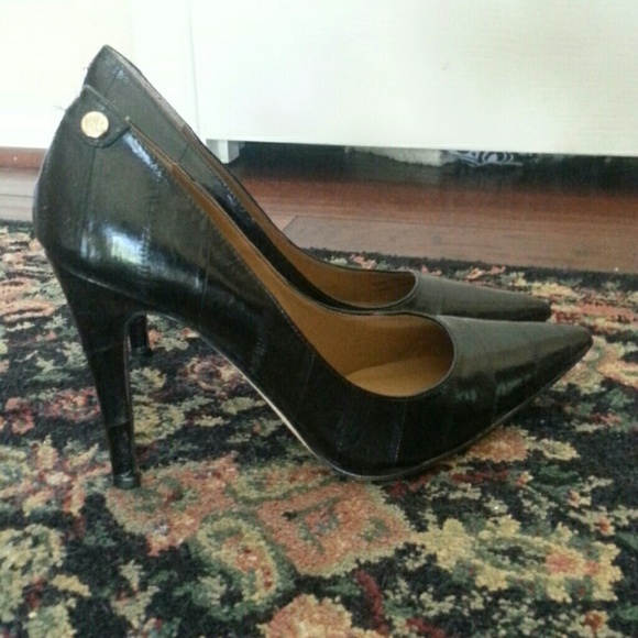 Black leather J.Rene? pumps