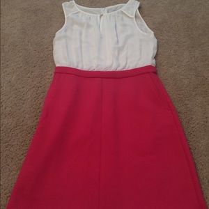 Loft pink and white sleeveless dress with pockets