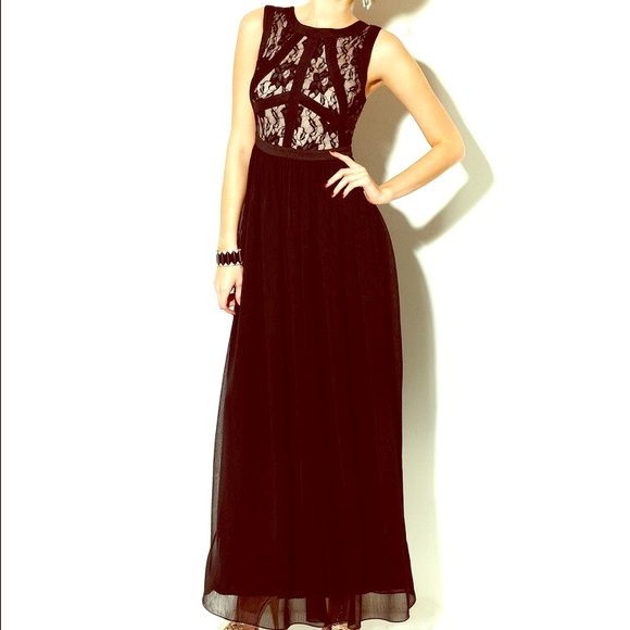Lace evening black dress