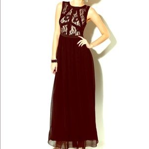 Lace evening black dress