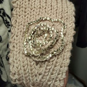 Tan Knit Blinged Headband