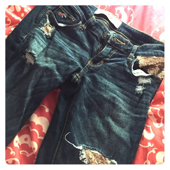 Destroyed sequin Hollister Jeans