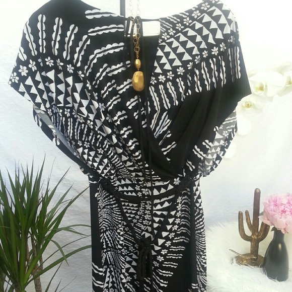 Print Mock Wrap Dress