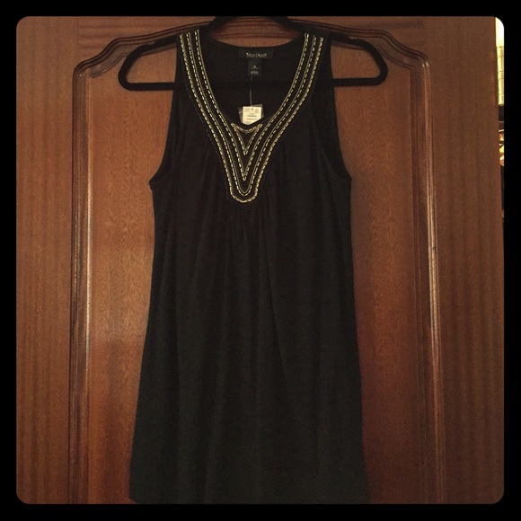 White House Black Market Black Embellished Top - Picture 1 of 2