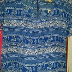 NWT blue elephant pattern shirt