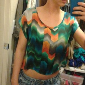 Geometric Print Crop Top