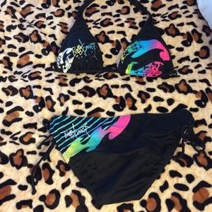 Billabong black bikini with bright colors