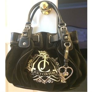 Juicy Couture Crown Crest Velour Handbag in Black