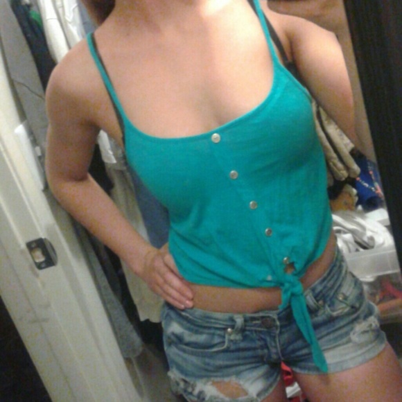 Blue Tied Crop Top