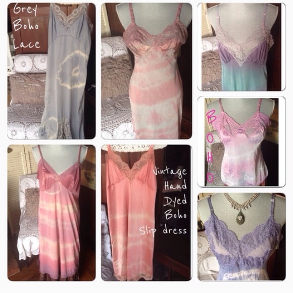 BOHEMIAN VINTAGE SLIP DRESSES Hand Dyed - Picture 8 of 12