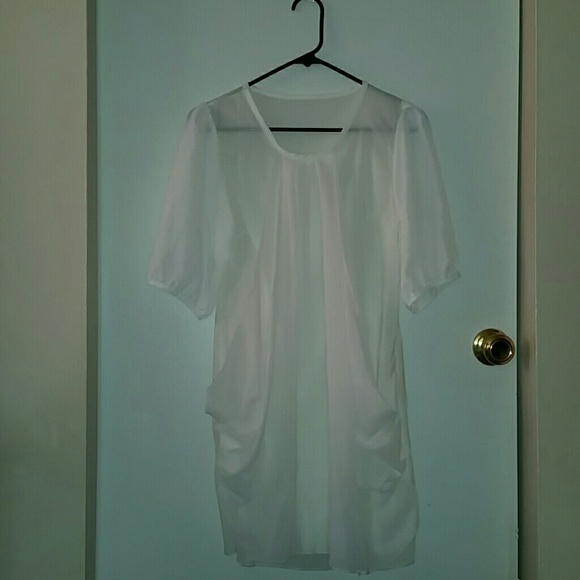 Chiffon Dress Scoop Neck 3/4 Sleeves