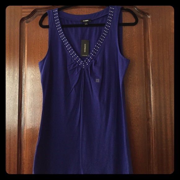 Express V-neck Top with Embellished neck