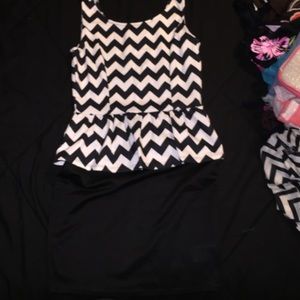 Black & White Chevron Peplum Dress