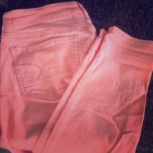 AE skinny jeggings/jeans salmon pink! EUC