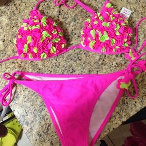 Hot pink flower bikini