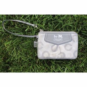 Coach Madison Dotted C Silver Wristlet