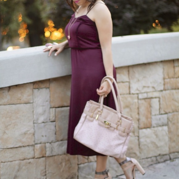 Burgundy slip-like dress