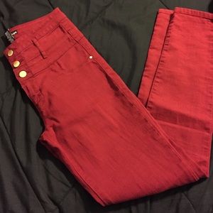 Maroon High Waisted Skinny Jeans