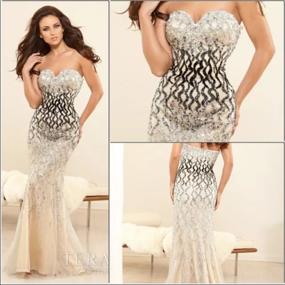 💥SOLD💥 Evening Gown- Terani GL3440 Nude Gown - Picture 3 of 3