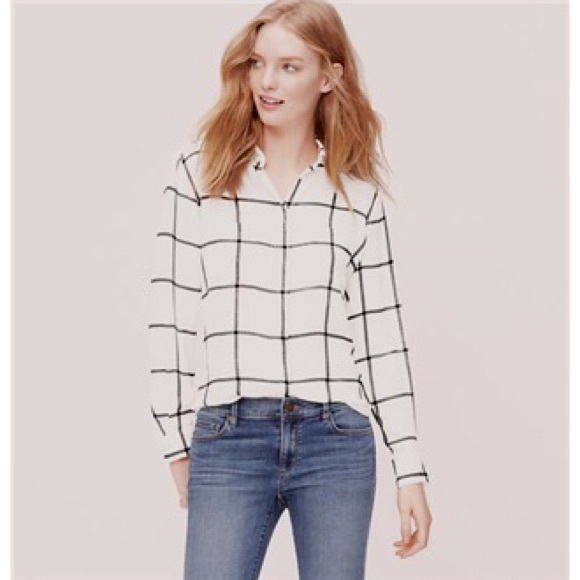 Ann Taylor Loft Window Pane Blouse-NWT