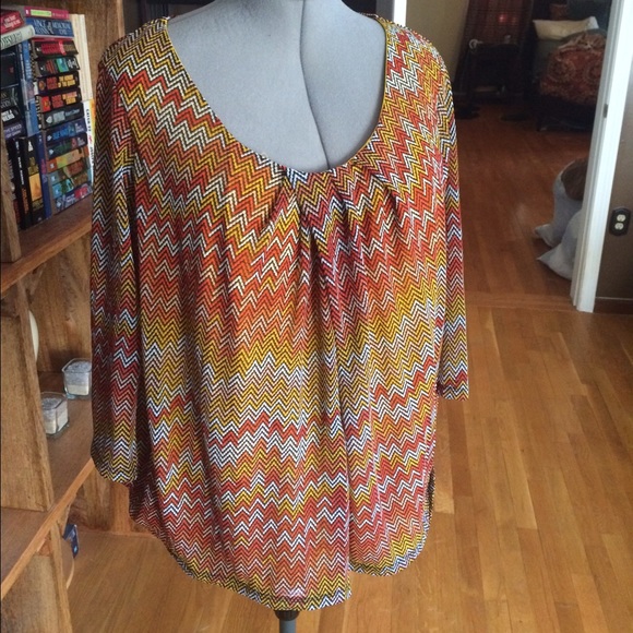 Orange and yellow chevron blouse