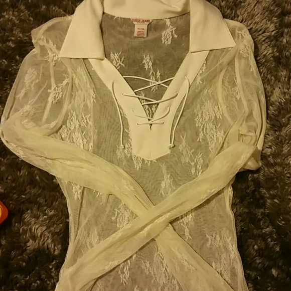 Guess cream sheer top