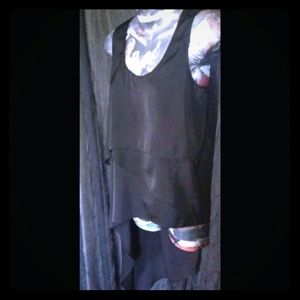 Karlie Asymmetrical tiered black top BCBG