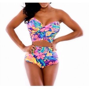 High waisted wrap bathing suit