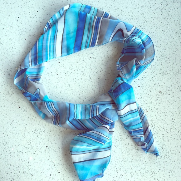 Small blue, white and black scarf