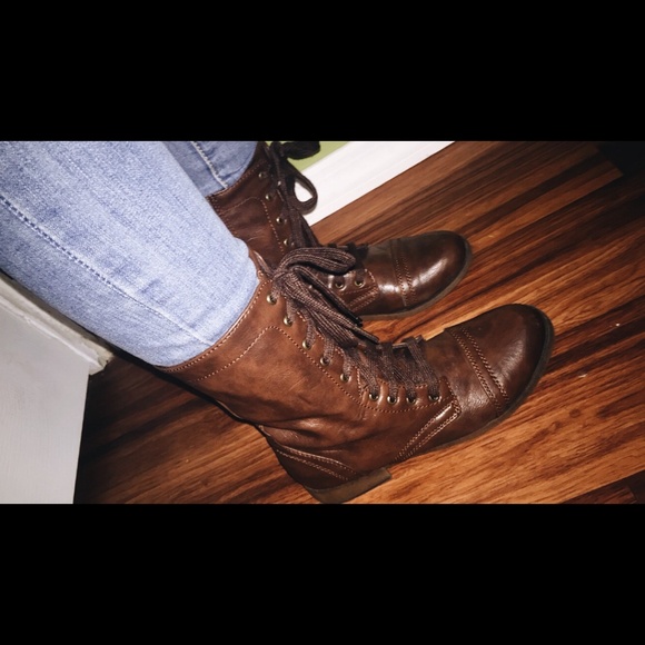 Brown combat boots - Picture 4 of 4
