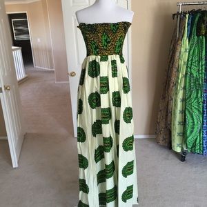 Splash of green African print dress