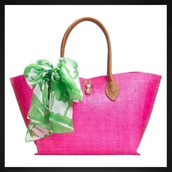 Lilly for Target pink boom boom raffia tote