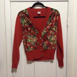 Vintage rust floral cardigan