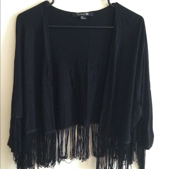 Black fringed cardigan