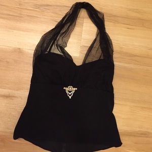 Halter black poly/spandex top. Size Small