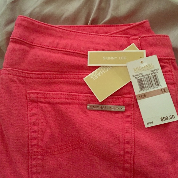 Michael kors skinny leg jeans nwt orange red