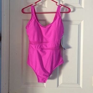 Large pink one piece bathing suit NWT