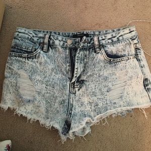 FOREVER 21 high waisted acid wash shorts