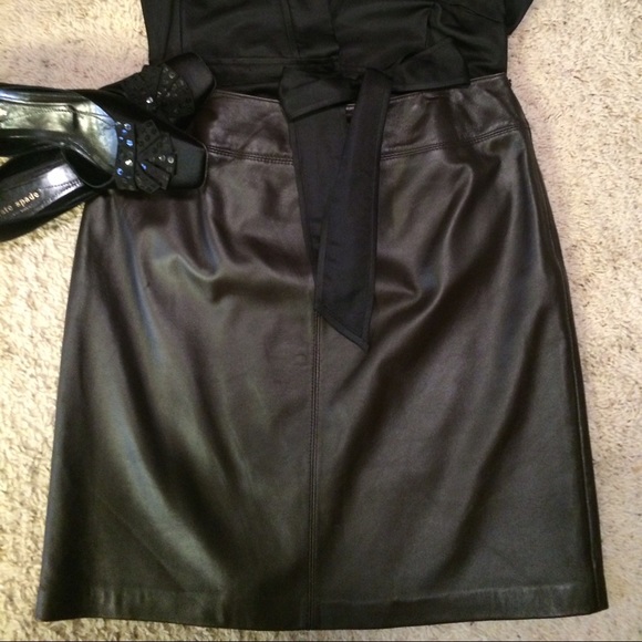 Croft & Barrow Chocolate Lambskin Leather Skirt